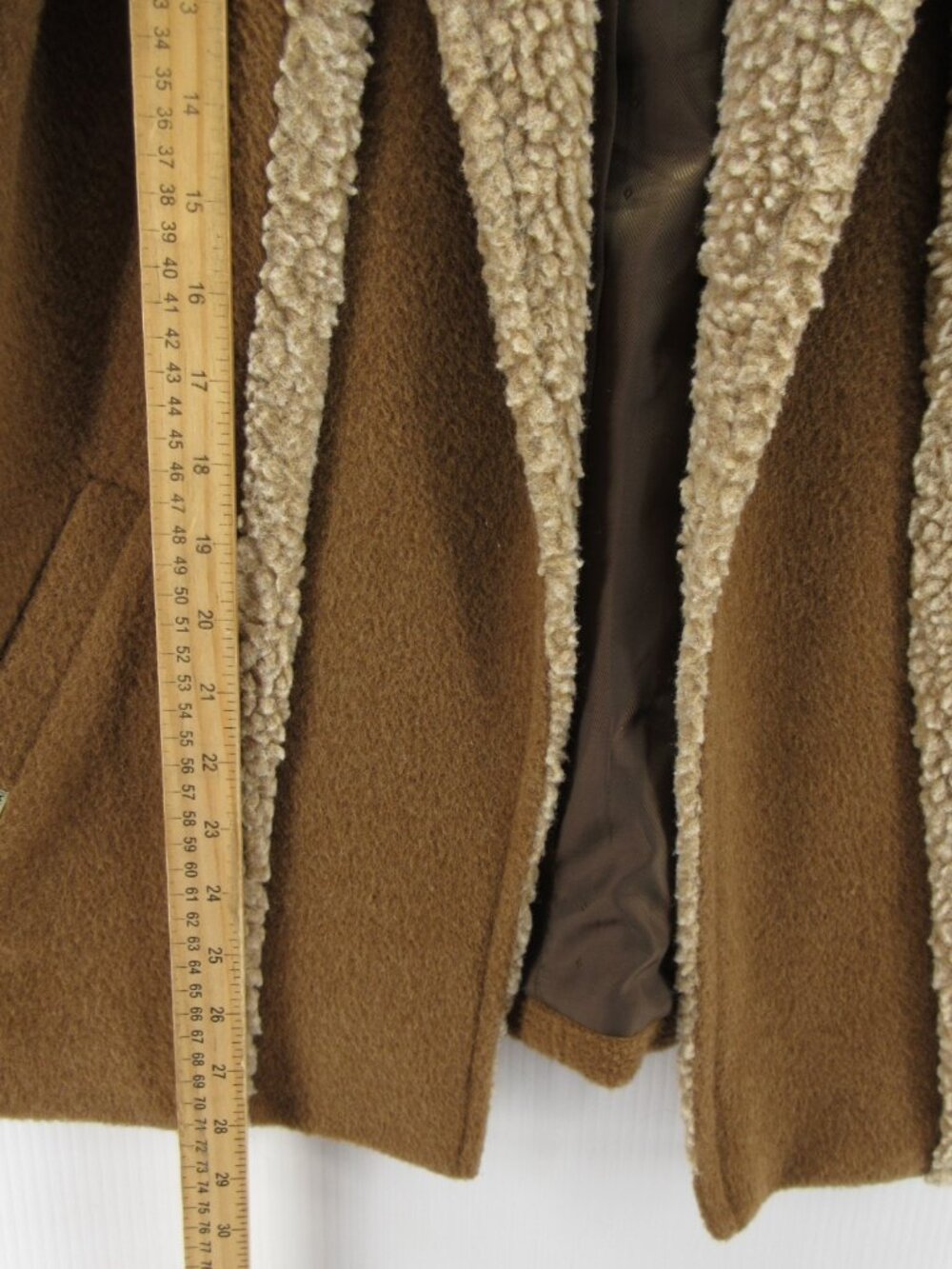 Peruvian Link Jacket Small Alpaca Open Western Teddy Fleece Trim - Picture 5 of 12